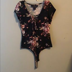Flower print body suit